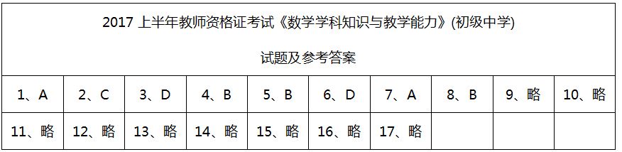 2017上半年教师资格证考试《数学学科知识与教学能力》(初级中学)试题